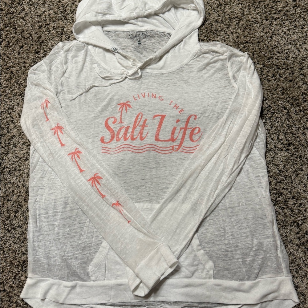 White and Pink Salt Life Hoodie